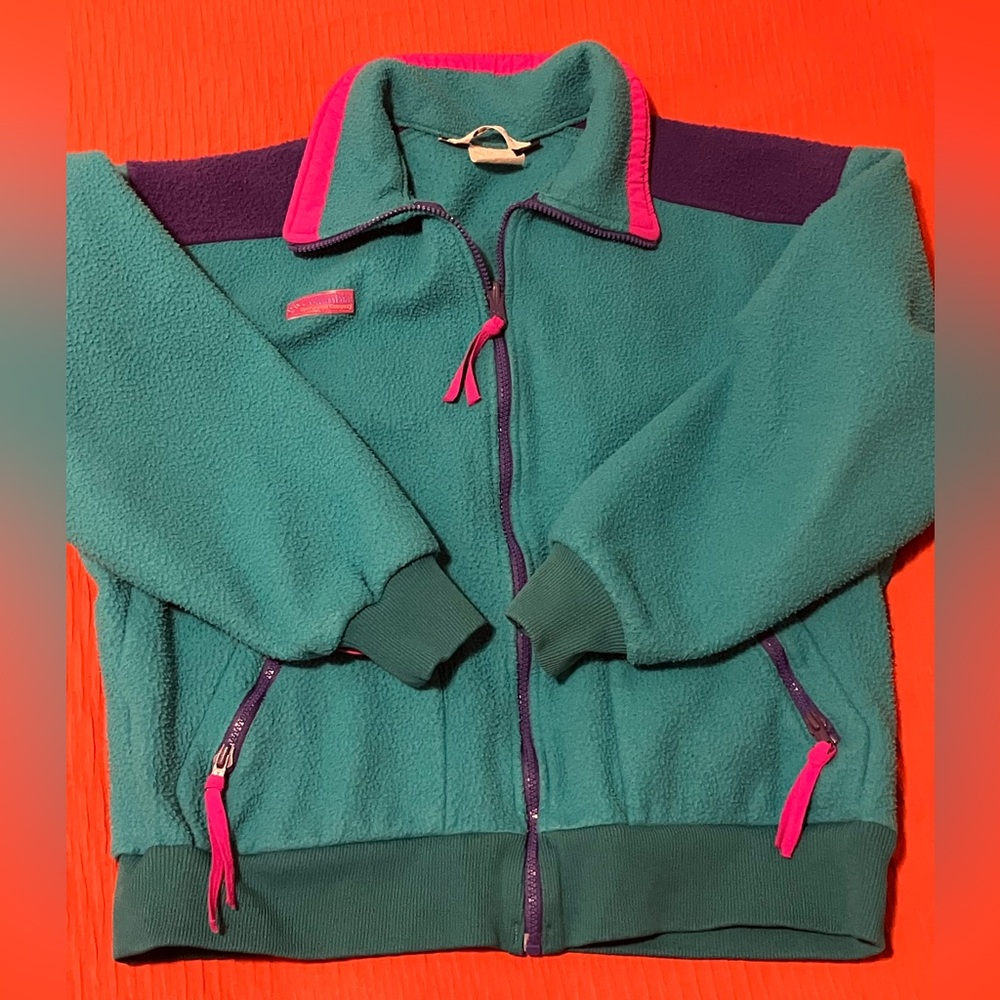 Vintage Columbia Turquoise and Purple Fleece Jacket